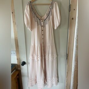 Free People Elegant Cream Puff Sleeve Dress